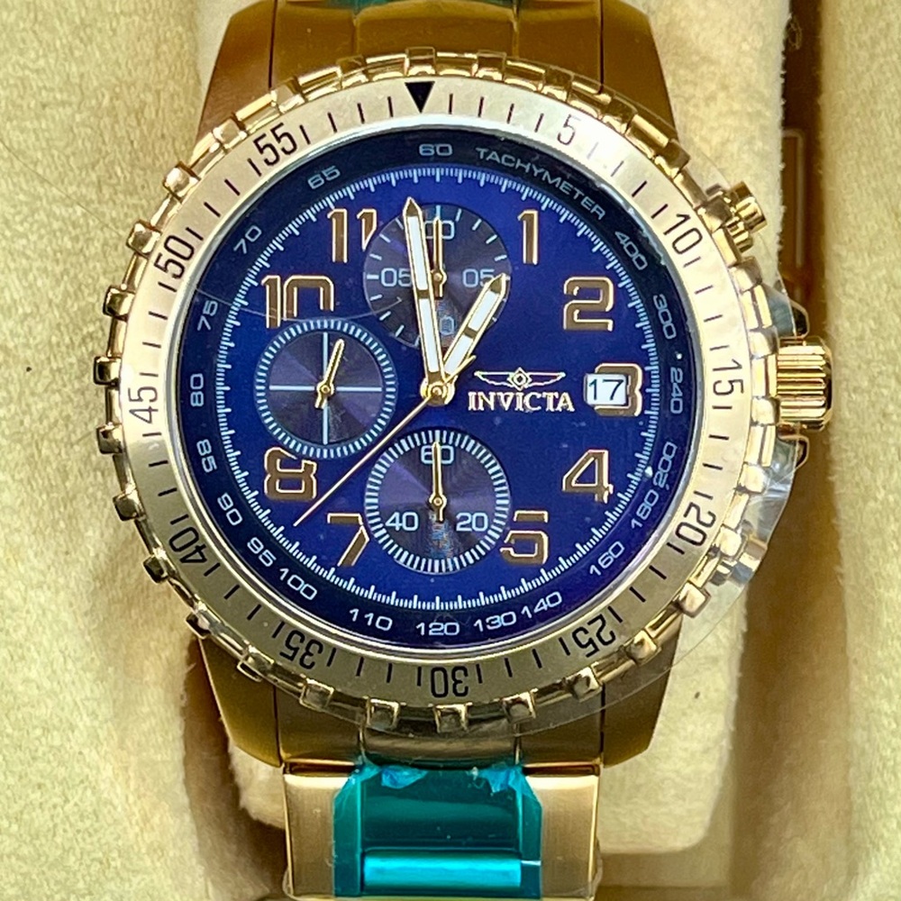 Invicta Specialty Gold Case with Blue Dial Men’s Watch #6399